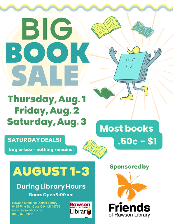 Big Book Sale August 1-3, 2024