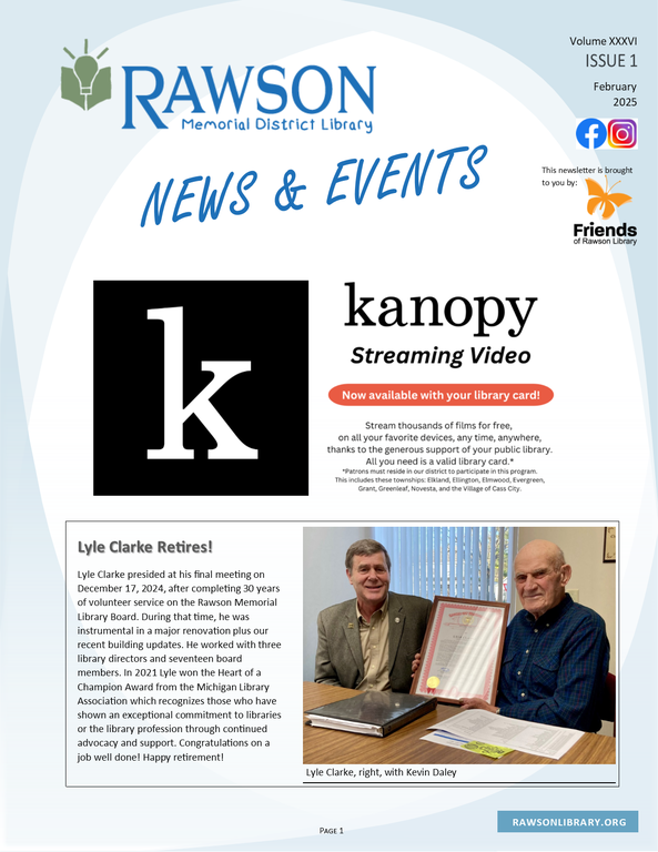 2025 Issue 1 Rawson Memorial Newsletter