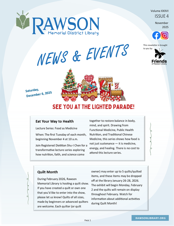 November 2025 Newsletter November 2025 Rawson Library Newsletter